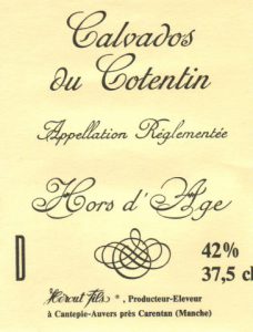 Ancienne étiquette du Calvados de la Cidrerie Hérout
