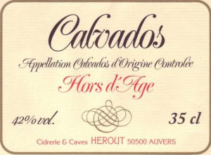 Ancienne étiquette du Calvados de la Cidrerie Hérout