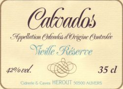 Ancienne étiquette du Calvados de la Cidrerie Hérout