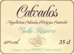 Ancienne étiquette du Calvados de la Cidrerie Hérout