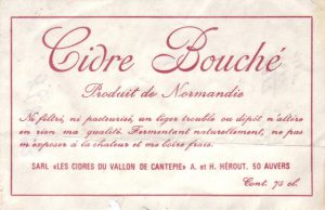 Etiquette du Cidre Bouché de la cidrerie Hérout