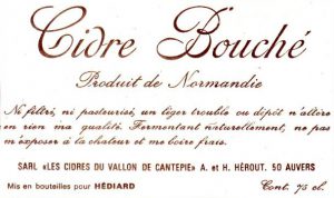 Etiquette du Cidre Bouché de la cidrerie Hérout