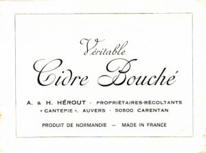Etiquette du Cidre Bouché de la cidrerie Hérout
