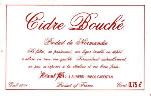 Etiquette du Cidre Bouché de la cidrerie Hérout