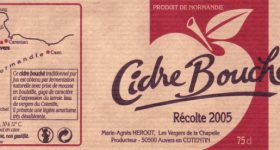 Etiquette du Cidre Bouché de la cidrerie Hérout