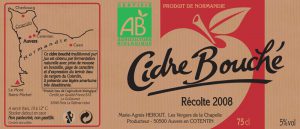 Etiquette du Cidre Bouché de la cidrerie Hérout