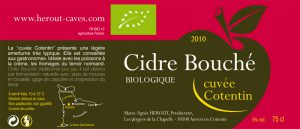 Etiquette du Cidre Bouché de la cidrerie Hérout