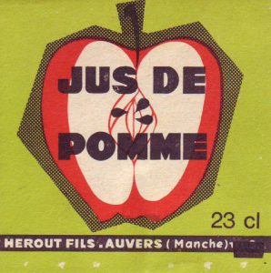 Ancienne étiquette du Jus de Pomme de la cidrerie Hérout