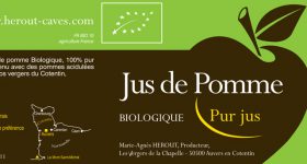 Etiquette actuelle du Jus de Pomme de la cidrerie Hérout