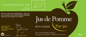 Etiquette actuelle du Jus de Pomme de la cidrerie Hérout