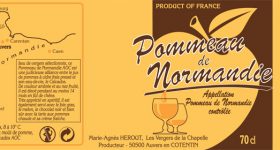Ancienne étiquette du Pommeau de Normandie de la cidrerie Hérout