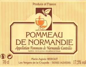 Ancienne étiquette du Pommeau de Normandie de la cidrerie Hérout