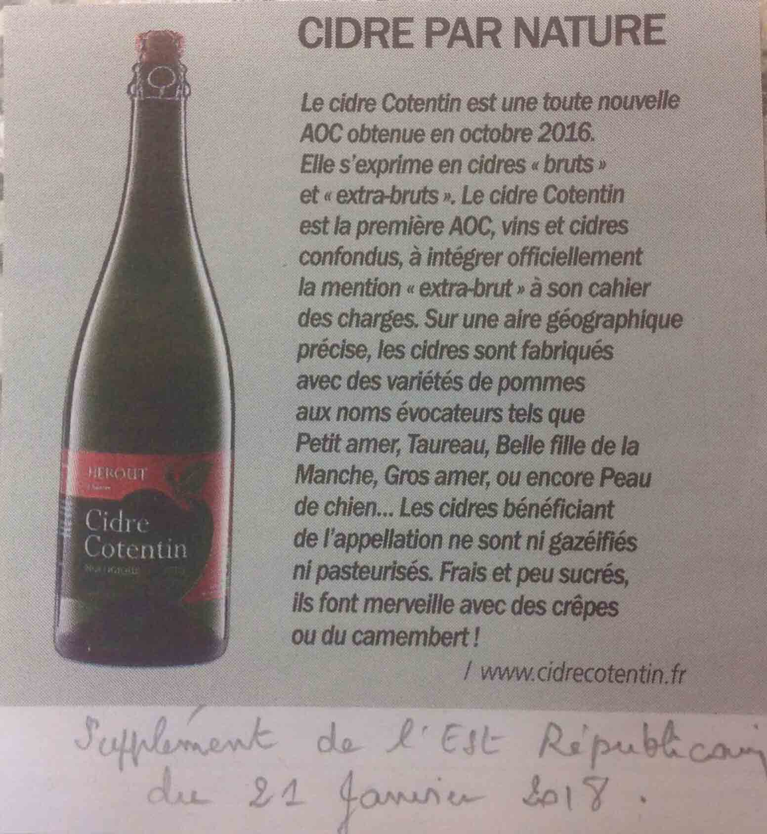 Article Cidre Cotentin de l'Est Républicain